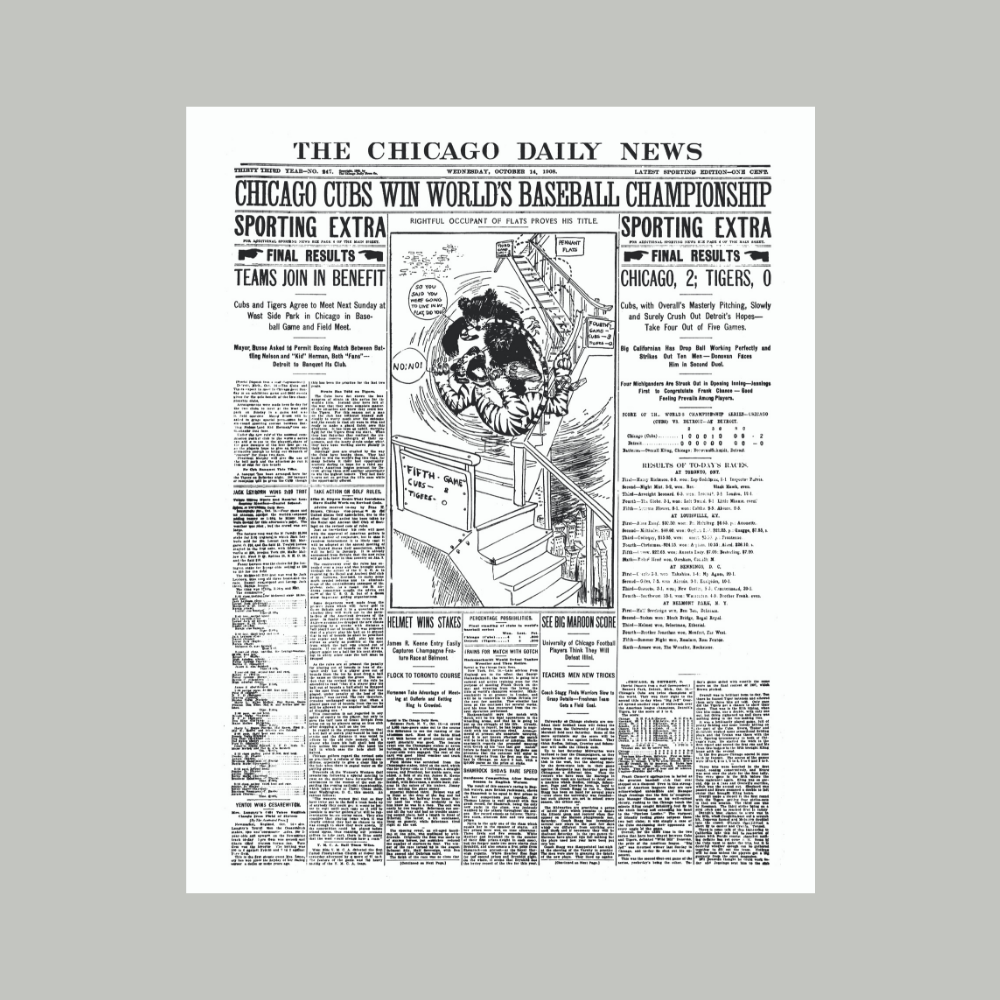  Chicago Cubs Tribune Newspaper World Series Champions